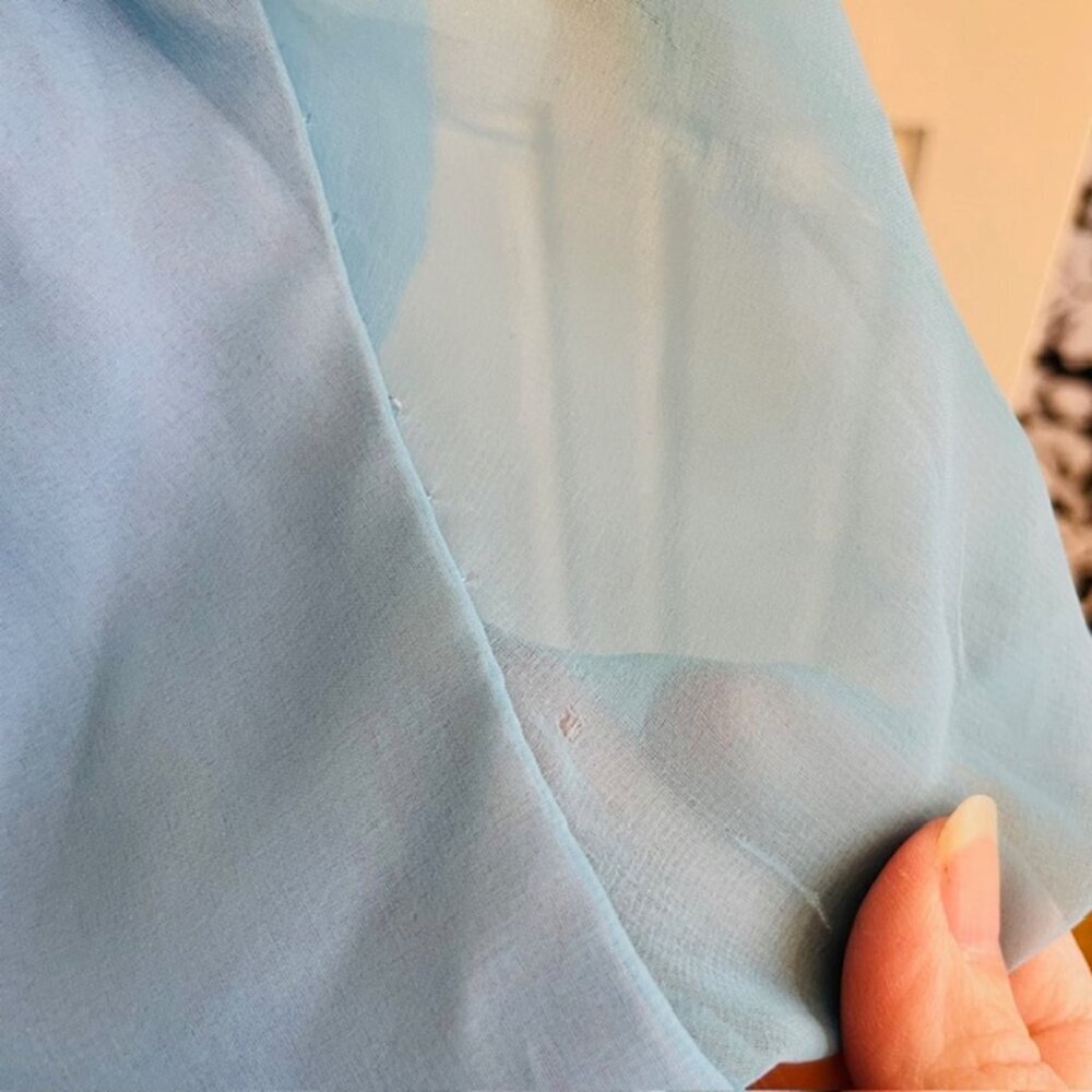 Vintage 70's Grecian Ethereal Chiffon Evening Gown Rhinestone Waist Ice Blue S - Picture 16 of 16